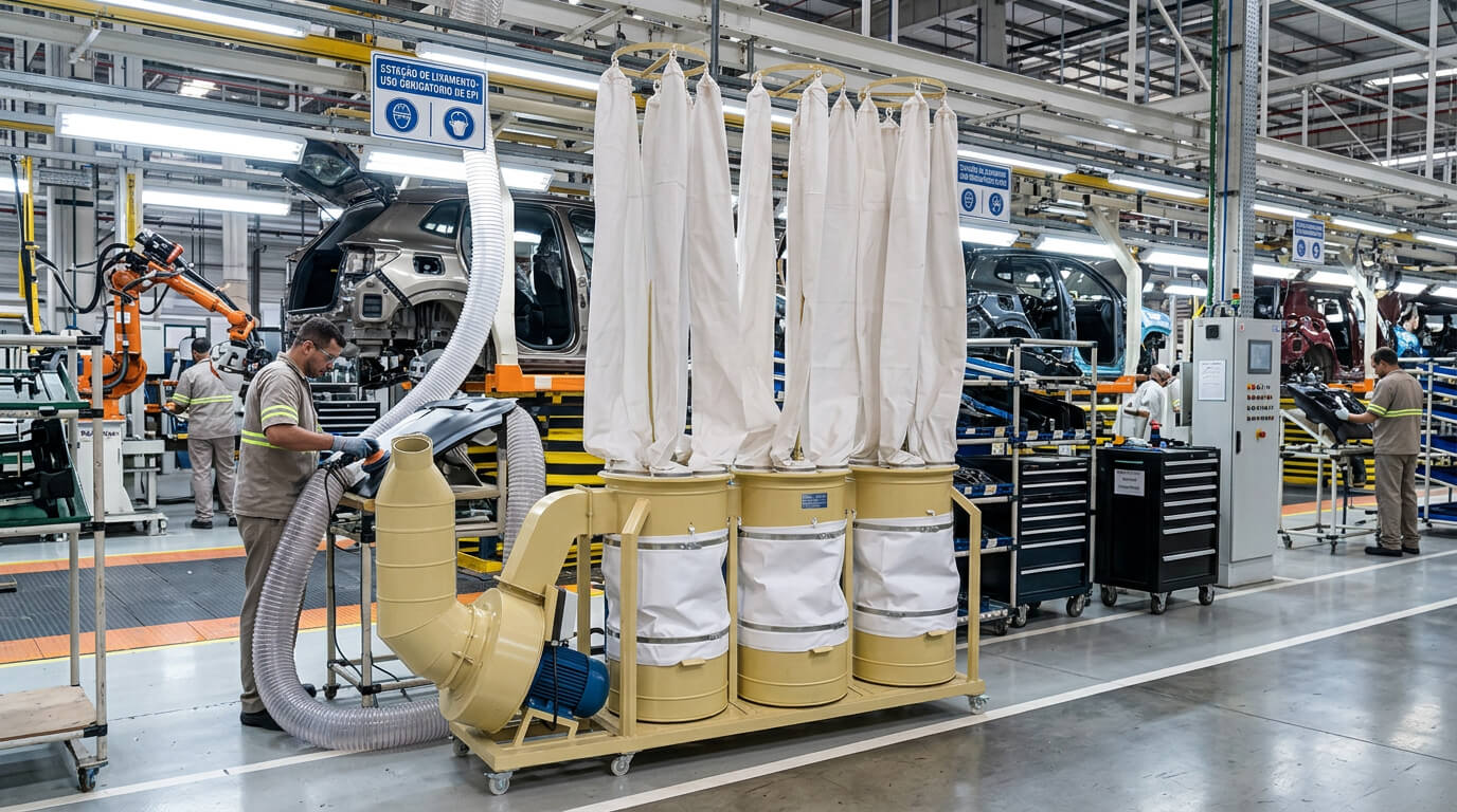 Coletores de Pó para Montadoras: ar limpo e conformidade ambiental na indústria automotiva